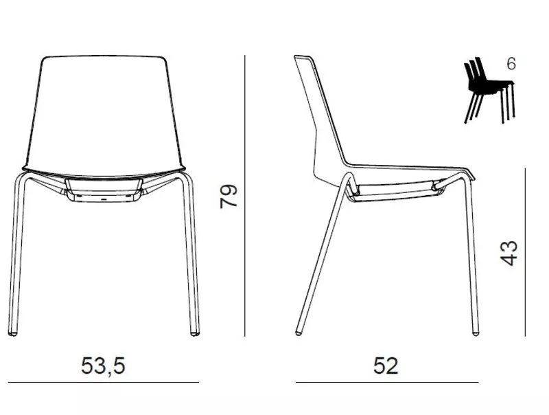Chaise coque Clem 4 pieds métal