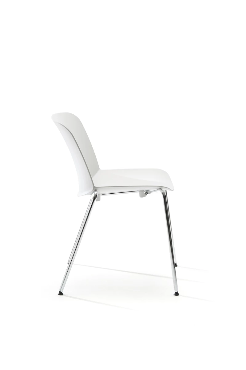 Chaise Libra Blanc 4 Pieds Chrome