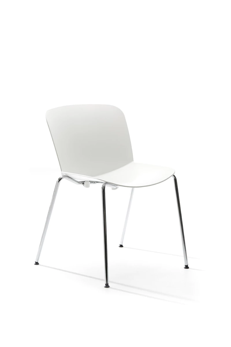 Chaise Libra Blanc 4 Pieds Chrome