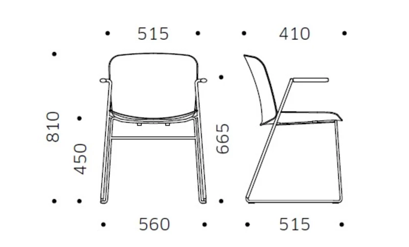 Chaise Libra pieds luge et accoudoirs