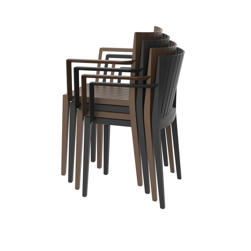 Lot de 4 Chaises d'Extérieur avec Accoudoirs SPRITZ – Mobilier Pro