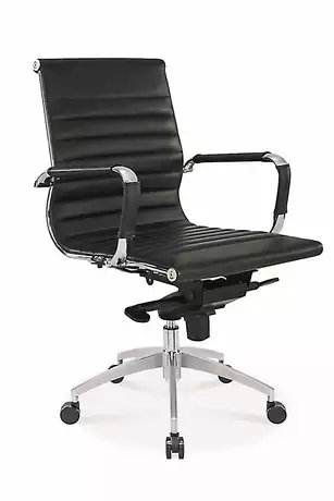 Fauteuil de Direction Persée – Bas Dossier Cuir Noir, Basculant Décentré