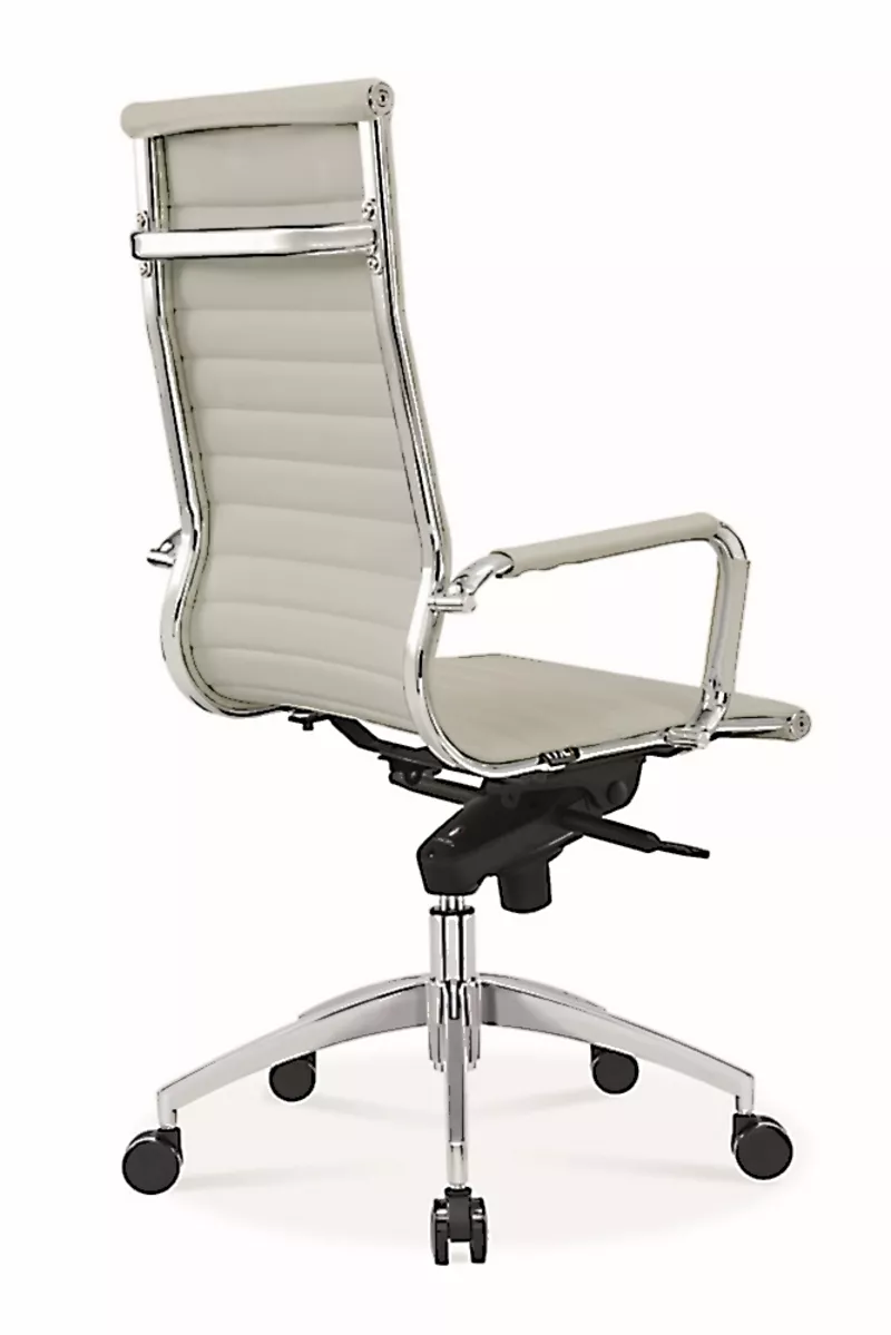 Fauteuil de Direction Persée – Haut Dossier Cuir Blanc, Basculant Décentré