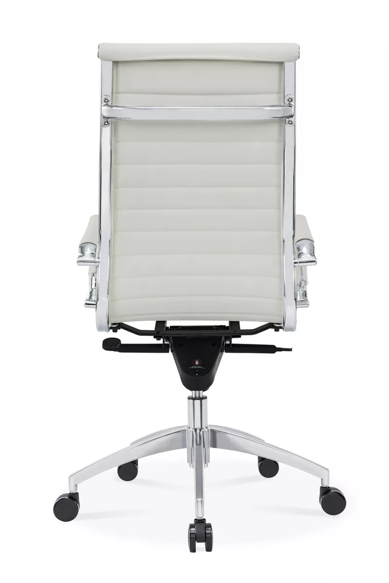 Fauteuil de Direction Persée – Haut Dossier Cuir Blanc, Basculant Décentré