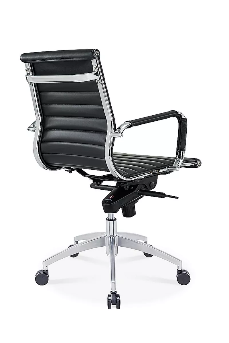 Fauteuil de Réunion Persée – Bas Dossier Cuir Noir, Basculant Décentré