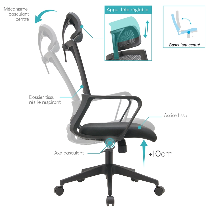 Fauteuil de bureau avec Têtière TALK