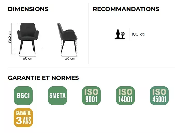 Lot de 2 fauteuils Shino - pieds bois