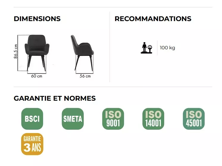 Lot de 2 fauteuils Shino - pieds métal