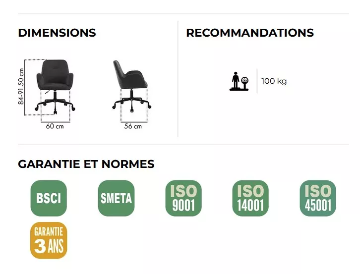 Lot de 2 fauteuils Shino - Roulettes