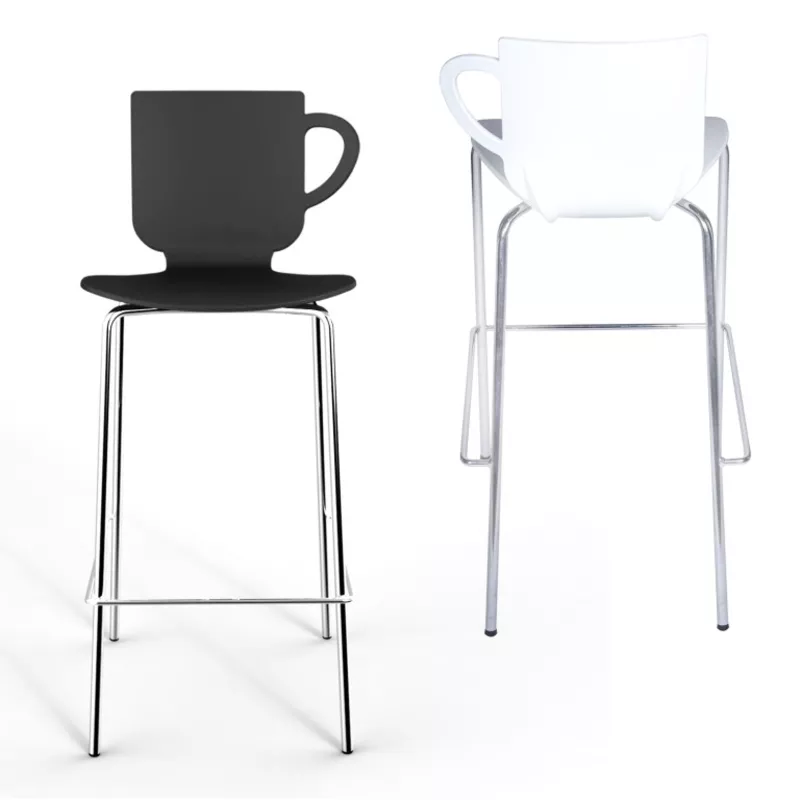 Tabouret Haut Draco, Design Professionnel Polypropylène et Piétement Métal