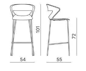 Tabouret haut Kicca - 4 pieds