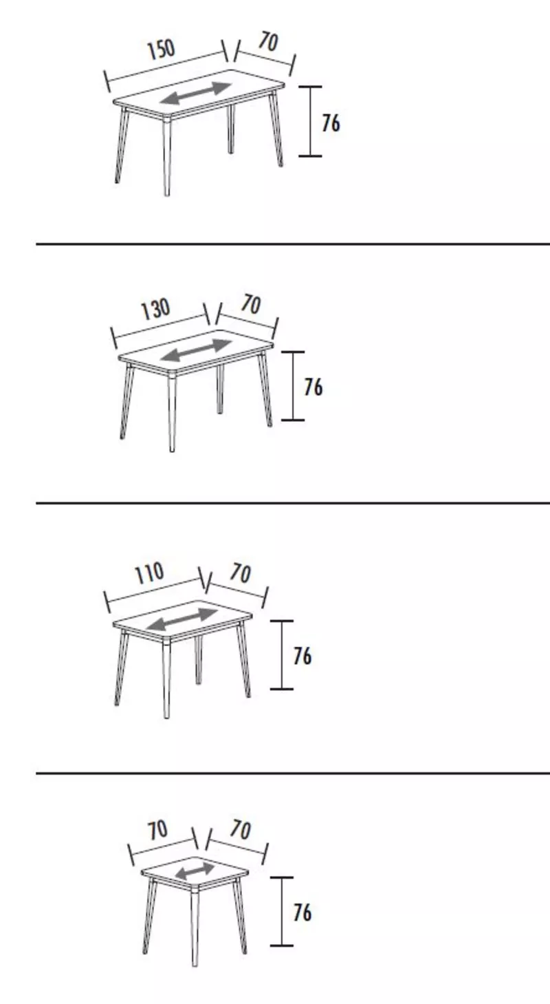 Table de réunion Nighty - profondeur 70 cm