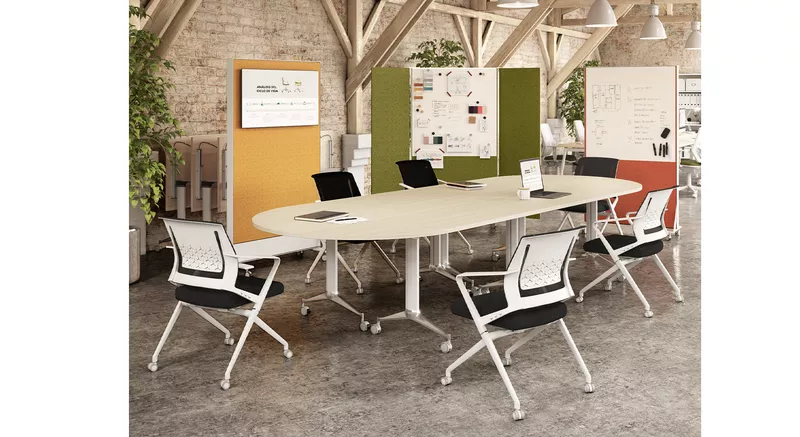 Table de r&eacute;union abattante gamme MOBILE : la modularit&eacute; professionnelle  