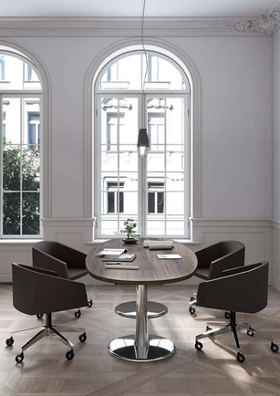 Table de réunion Aqua Pieds Chrome