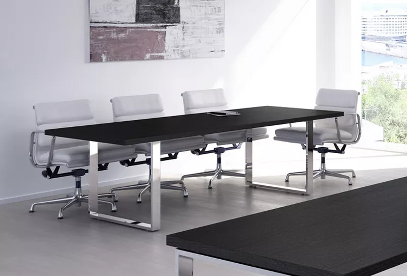 Table de R&eacute;union Flora M&eacute;tal Chrom&eacute; - 8 Personnes