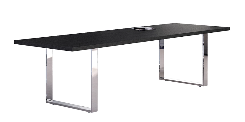 Table de R&eacute;union Flora M&eacute;tal Chrom&eacute; - 8 Personnes