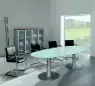 Table de réunion ovale en verre
