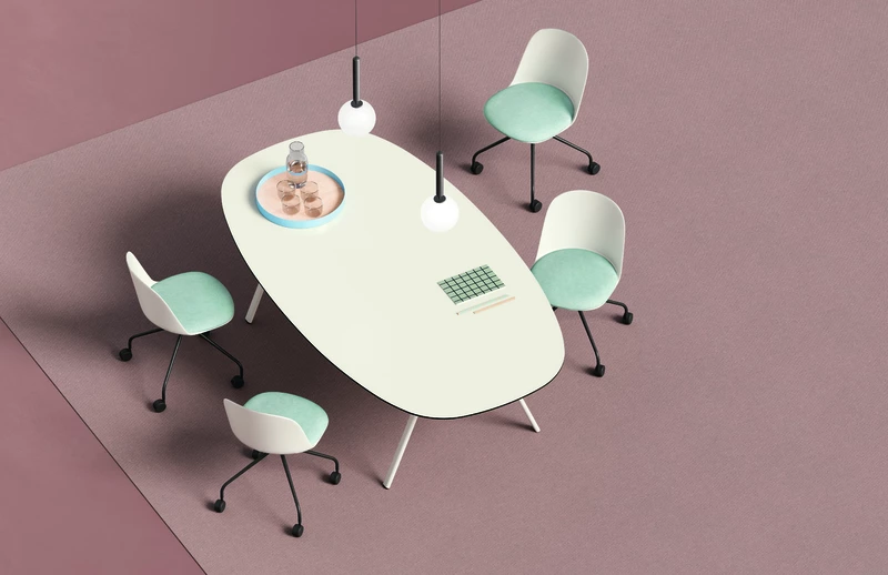Table de réunion ovale Lina - L244 x P128 cm