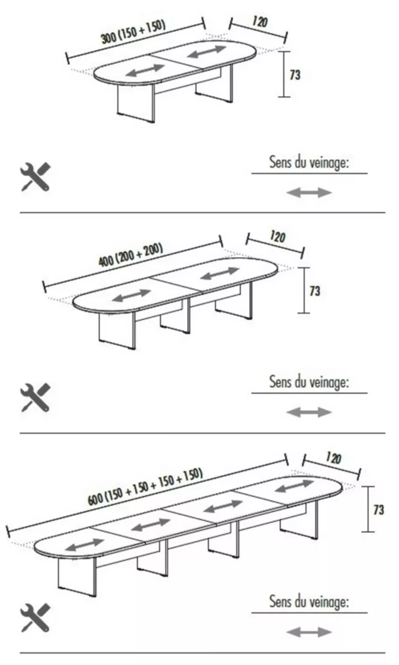 Table de réunion ovale Olympe Professionnelle - L300 à L600 cm