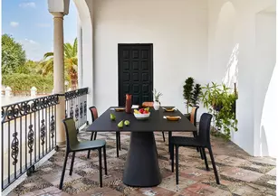 Table de réunion rectangulaire Pattio - plateau laqué noir