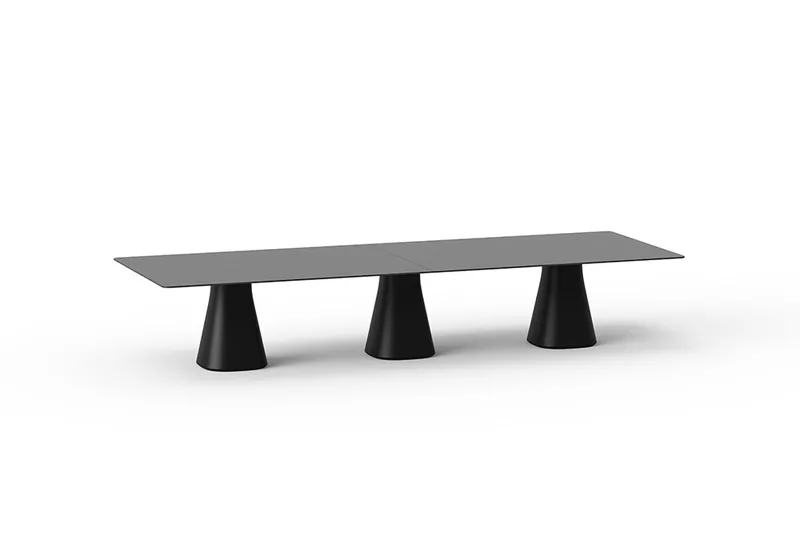 Table de réunion rectangulaire Pattio - plateau laqué noir