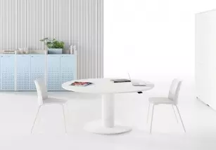 Table de réunion ronde Easy Up réglable en hauteur
