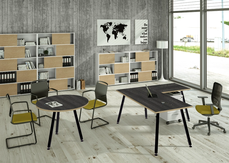 Table de r&eacute;union ronde Nature M&eacute;tal - Design industriel