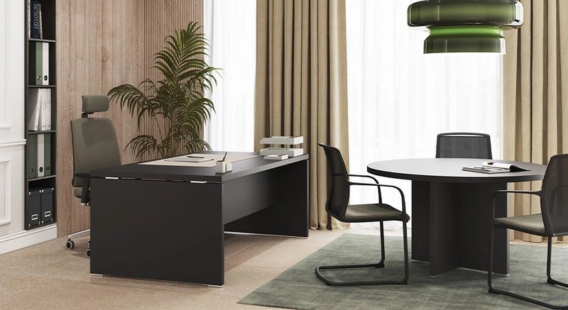 Table de R&eacute;union Ronde Olympe - Plateau 40mm - 4 &agrave; 6 personnes