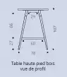 Table haute Industry pieds bois
