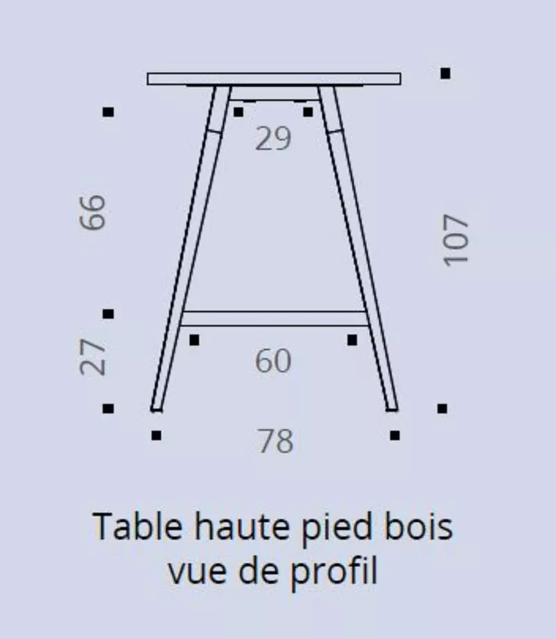 Table haute Industry pieds bois