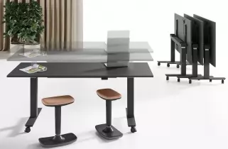 Table abattante, réglable en hauteur, sur roulettes Easy Up