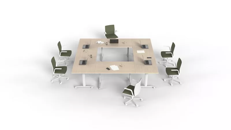 Table de r&eacute;union abattante et mobile Dandy - Gain de place et modularit&eacute;