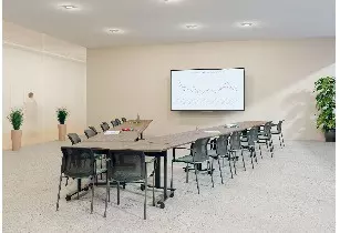 Table de réunion basculante en V pour 10 à 18 personnes en profondeur 70 cm